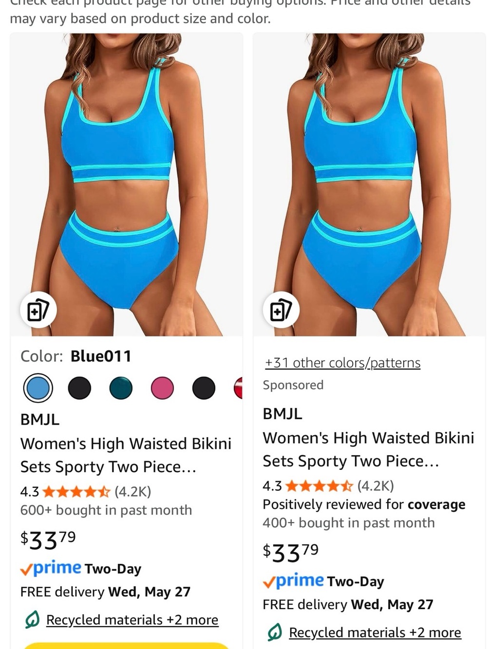 Women's Blooming Jelly Blue Two-Piece High Waisted Bikini Set